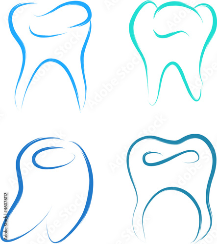 teeth set healthy vector illustration sketch
