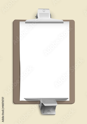 Metallic clamps on the sheet of paper
