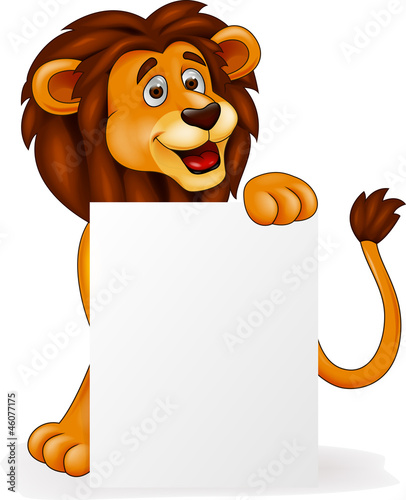 Lion cartoon with blank sign