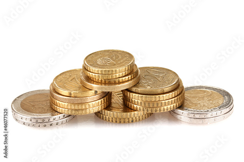 euro coins isolated on white