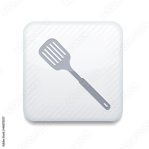 Vector white slotted kitchen spoon icon. Eps10. Easy to edit