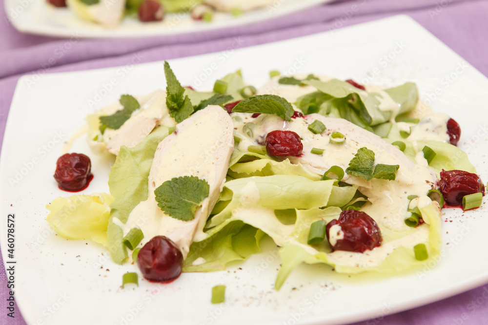 salad with chicken and cherry salad with chicken and cherry