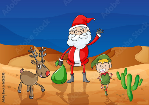 a santa claus and a reindeer