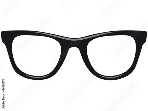 Schwarze Vektor Nerdbrille von vorne mit Lichteffekten