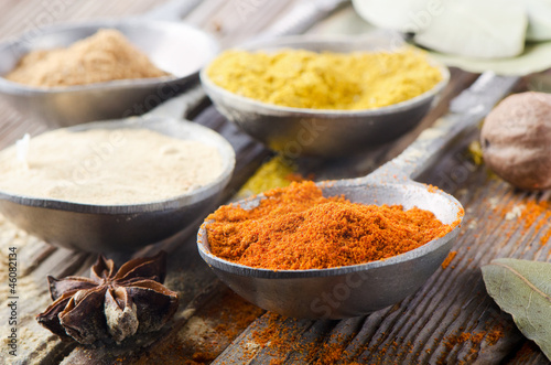 Assortment of powder spices