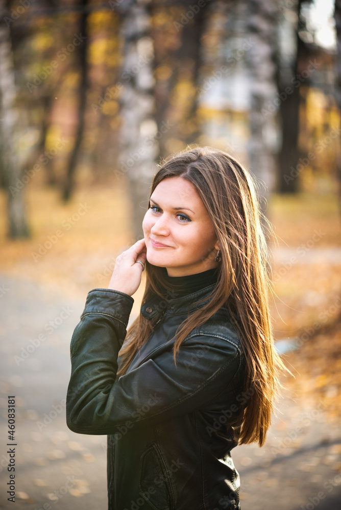 young woman portrait in autumn park young woman portrait in autumn park