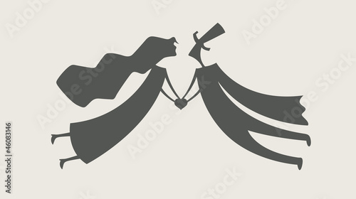 loving man and woman with heart vector illustration