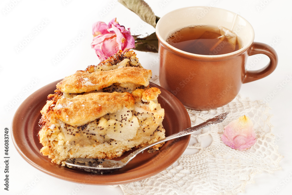 apple and pear pie with a cup of tea apple and pear pie with a cup of tea