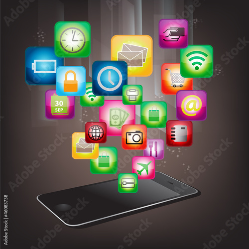 Mobile phone with icons