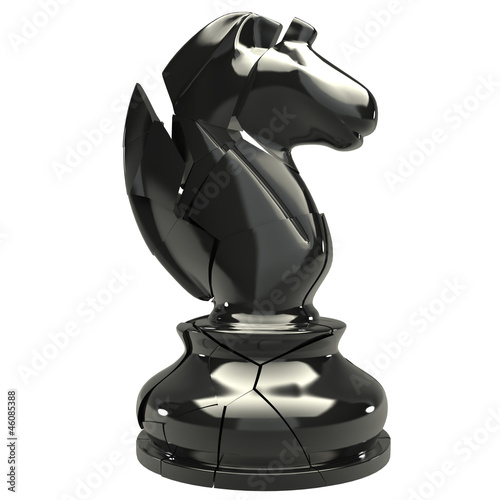 3D chess knight broken, high-resolution