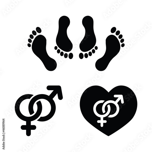 Couple sex, making love icons set