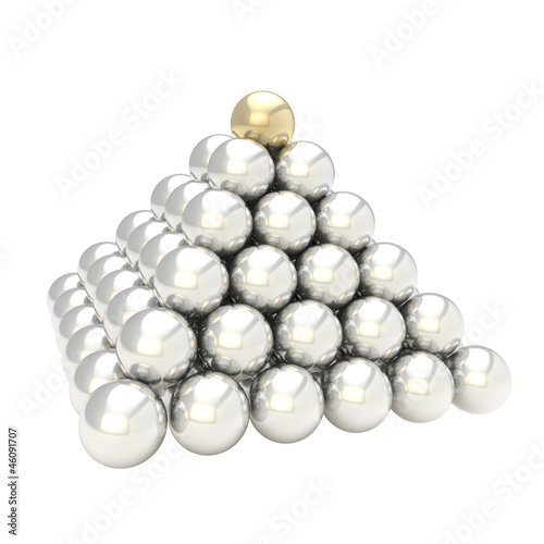 Pile pyramid of glossy sphe...