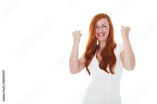 Frau mit Siegespose photo