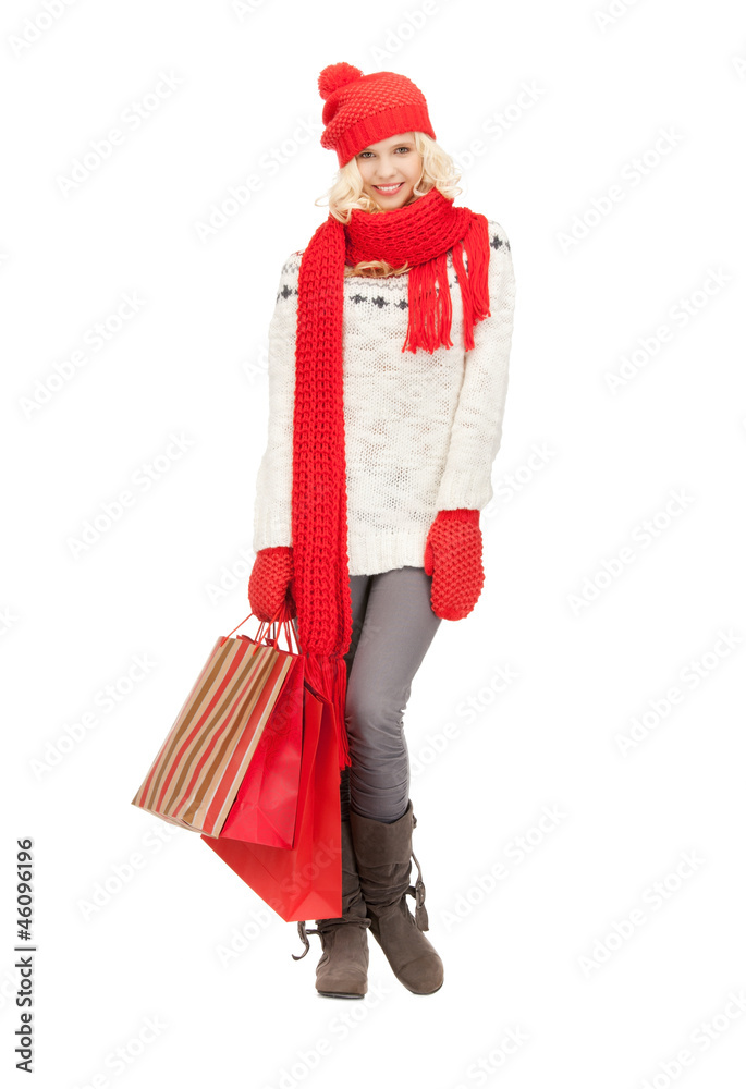 young girl with shopping bags young girl with shopping bags