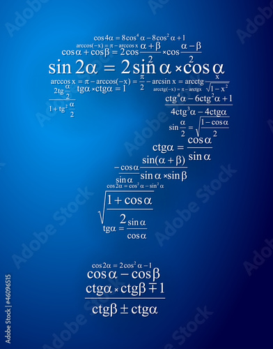 Question mark to create one of the mathematical formulas photo