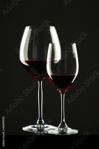 Red Wine Glass silhouette Black Background