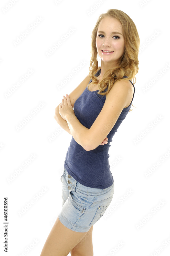 picture of Stylish woman in blue jeans picture of Stylish woman in blue jeans