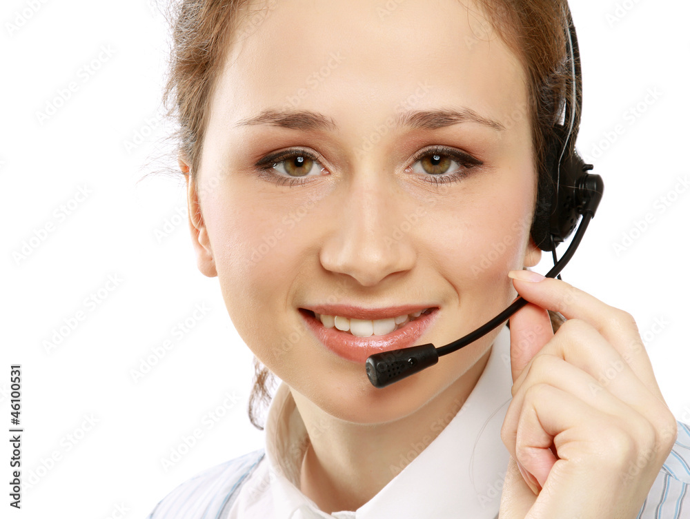 Closeup of a smiling customer service girl Closeup of a smiling customer service girl