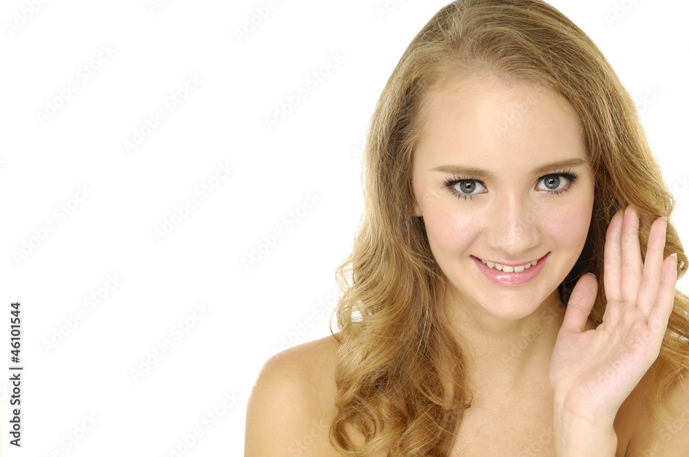 beautiful graceful woman with curly hair