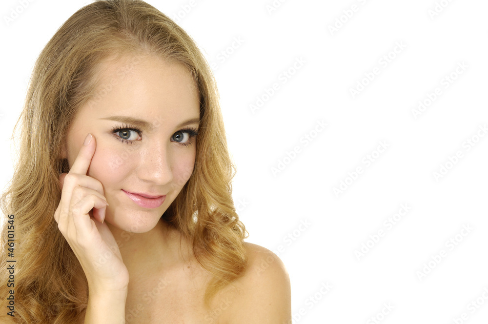 Close up beauty and health of young smile woman