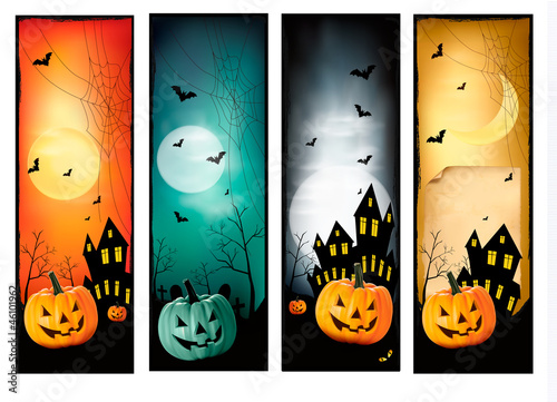 Four Halloween banners Vector
