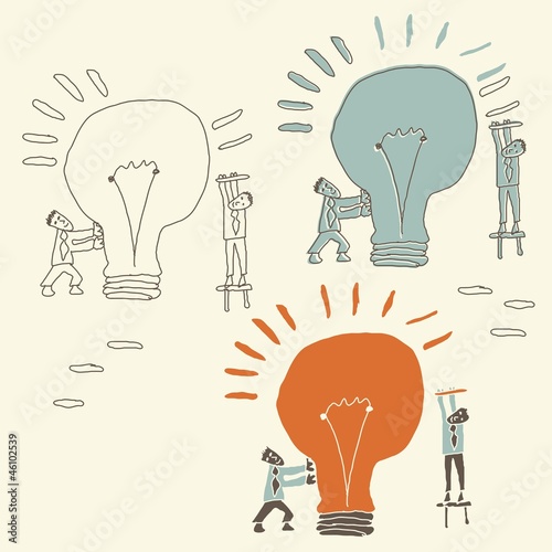 concept of idea being created as a result of teamwork