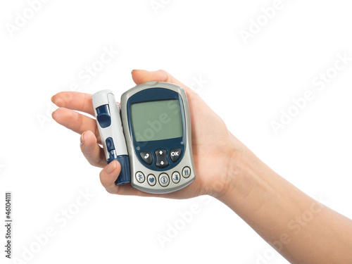 Diabetes composition glucometer in hand