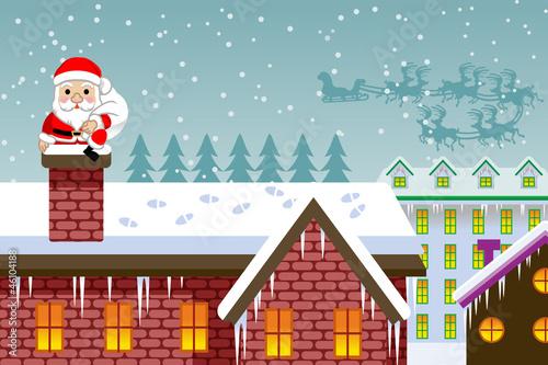 Santa and chimney