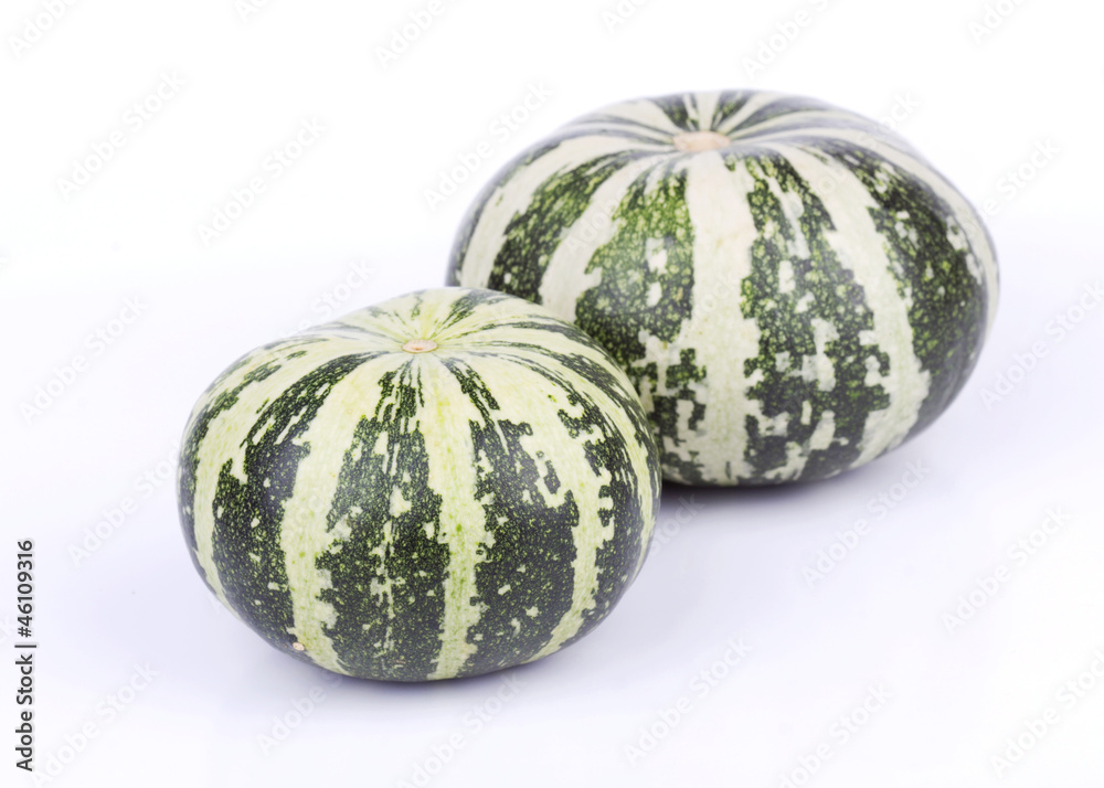 Green striped pumpkins isolated on white background Green striped pumpkins isolated on white background