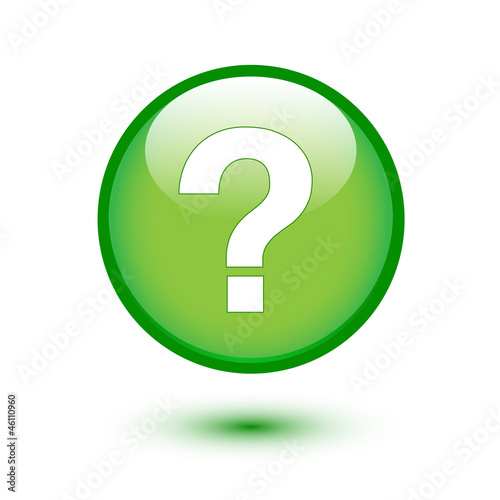 White question mark on green
