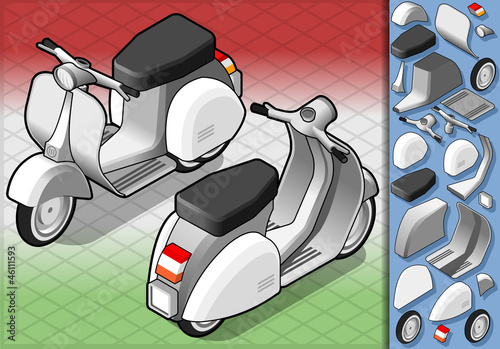 isometric white scooter in two position