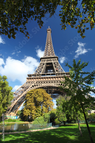 Eiffel Tower  with park in  Paris, France