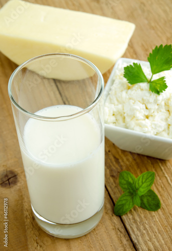 Glass of milk and dairy products