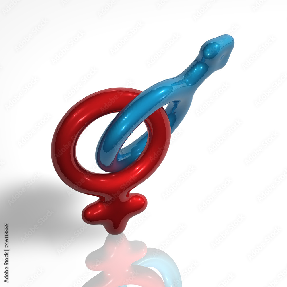 Frau Mann Rot Blau