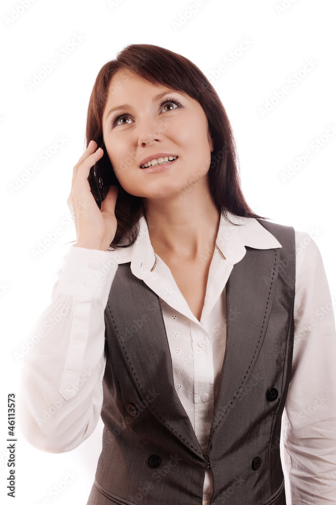 Young beautiful female talking on cell phone Young beautiful female talking on cell phone