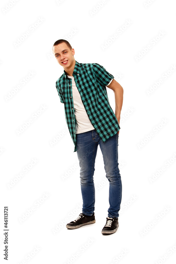 Naklejka premium A handsome smiling man with hands