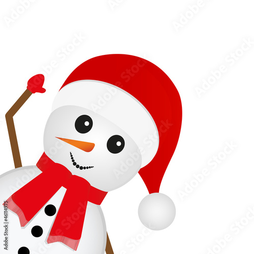 Snowman on a white background on the left