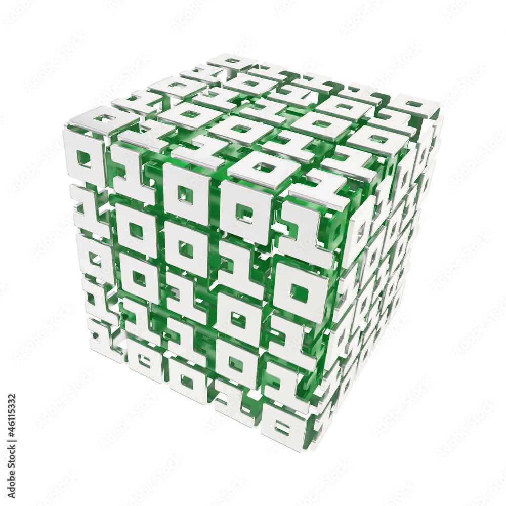 Dimensional cube made of ones and zeros isolated on white Dimensional cube made of ones and zeros isolated on white