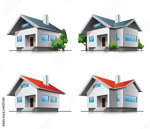 Family houses cartoon icons