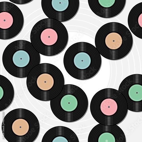 seamless background with vinyl records