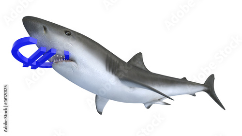 shark biting a euro currency sign