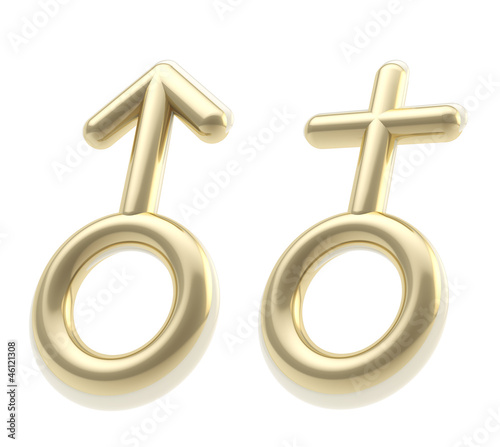 Male and female golden sign...