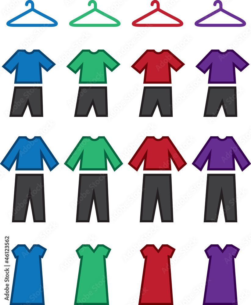 Various colored clothes isolated on white Various colored clothes isolated on white