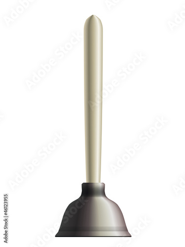 Toilet plunger with white painted handle. Eps10
