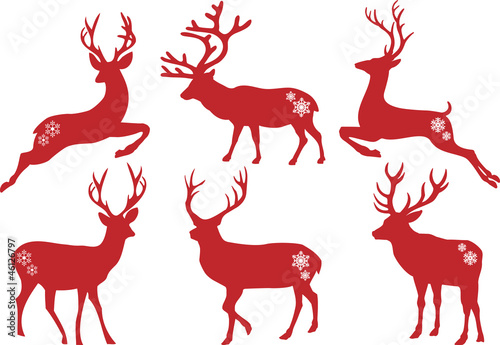 Christmas deer stags  vector set