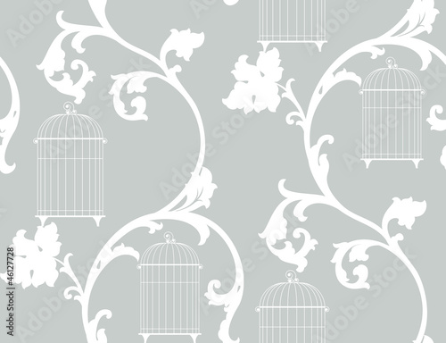 vintage background with bird cages