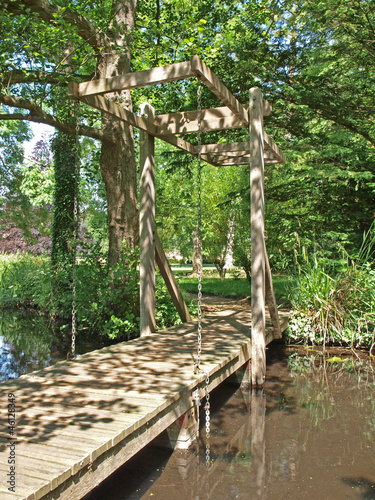 Draw bridge in the woodland walk at Oxburgh Hall.