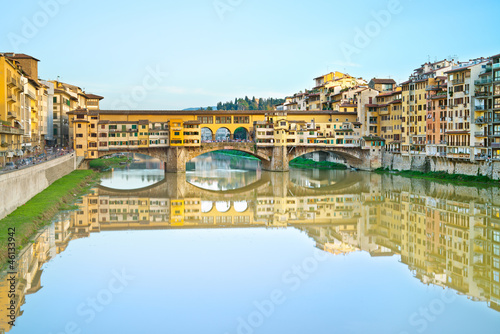 Ponte Vecchio landmark  old bridge  Arno river in Florence. Tusc