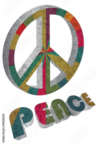 Colorful Peace Symbol on White Background Illustration