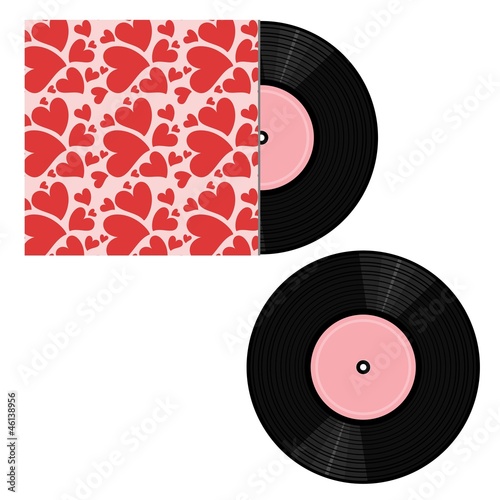 vinyl record and pack on white background